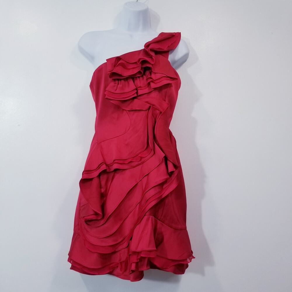 BCBGMaxAzria Jonesy Ruby Red Ruffle Mini Dress